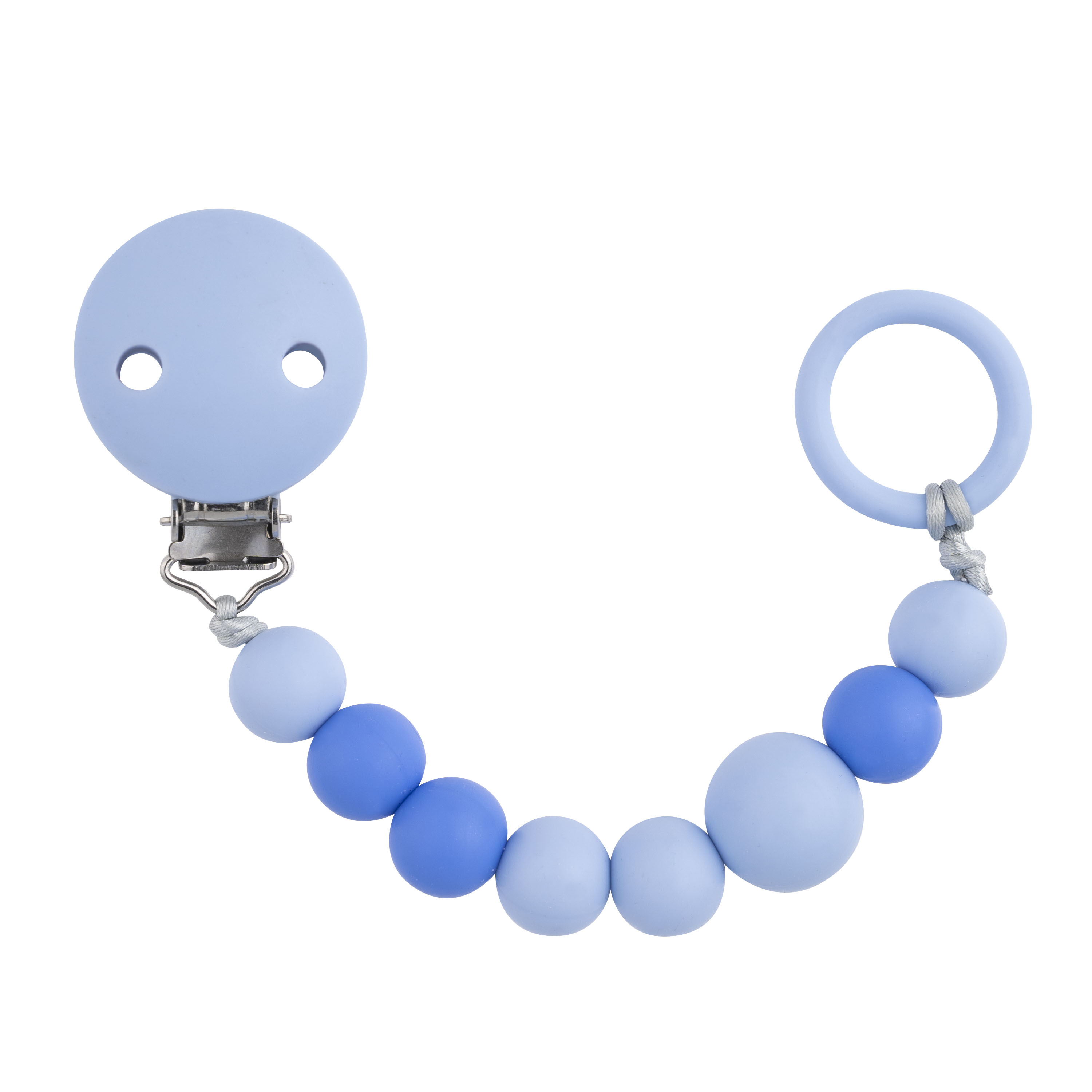 Silicone pacifier chain with blue clip